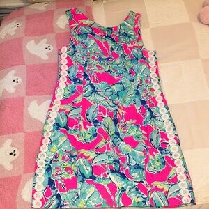 Vibrant Pink and Blue Sleeveless Dress